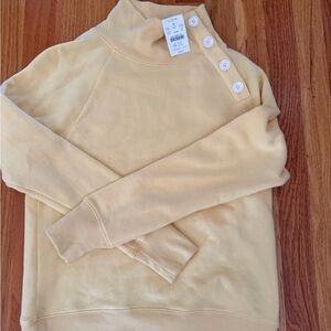 J. Crew Pale Yellow Button-Shoulder Turtleneck Sweater